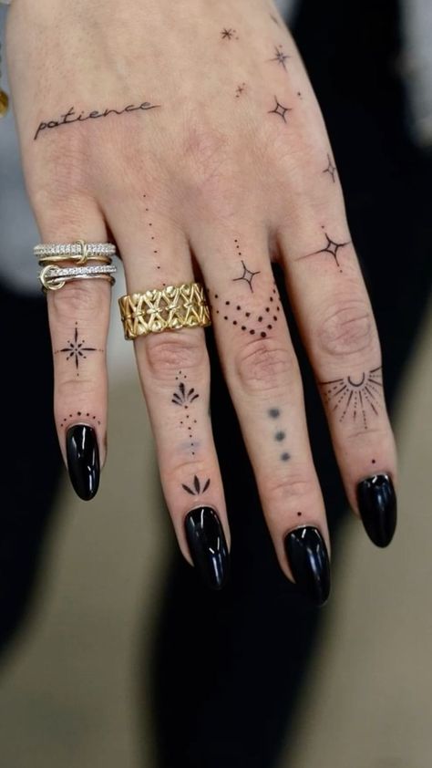 Finger Tattoo Witch, Finger To Wrist Tattoo, Mystical Finger Tattoos, Hand Fingers Tattoo, Womens Hand Tattoos Simple, Cute Simple Hand Tattoos, Ornamental Tattoo Design Hand, Finger And Hand Tattoos For Women, Hand Tattoos Ornamental