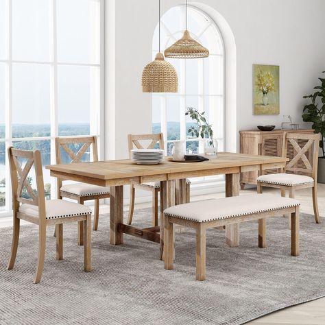 Extendable Dining Table Set, Solid Wood Kitchens, Long Bench, Dining Furniture Sets, Dining Room Table Set, 4 Dining Chairs, Kitchen Table Settings, Extension Dining Table, Dining Table Set