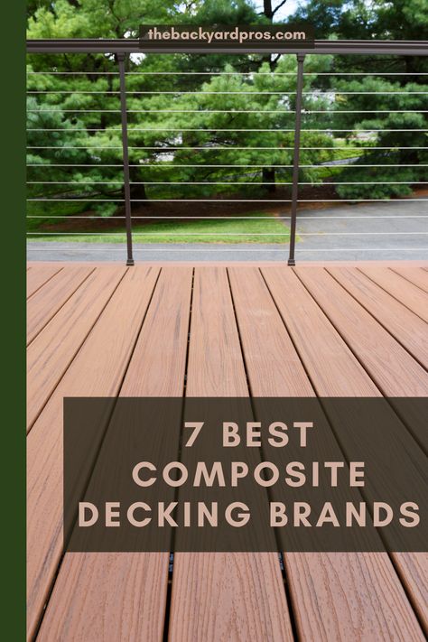 Upgrade your outdoor space with the ultimate composite decking options! Explore the top 7 brands renowned for quality, style, and durability. Transform your deck into a stunning retreat with these top-rated choices. 🌿✨ #Decking #OutdoorLiving #HomeImprovement Deck Walls Ideas, Best Composite Decking, Minimalist Deck Design, Composite Deck Stairs Ideas, Decking Material Ideas, Deck Composite Ideas, Trex Pool Deck Ideas, Pvc Decking Ideas, Moisture Shield Composite Decking