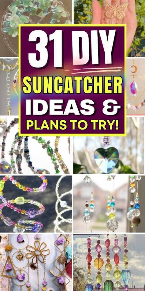 Brighten up your home with these fun DIY suncatchers! Prism Suncatcher Diy, Wire Sun Catchers Diy How To Make, Memory Wire Suncatcher Diy, Beaded Suncatchers Diy, Diy Beaded Decor, Beaded Yard Art, Diy Hanging Suncatcher, Suncatcher With Beads, Bead Crafts Diy Ideas