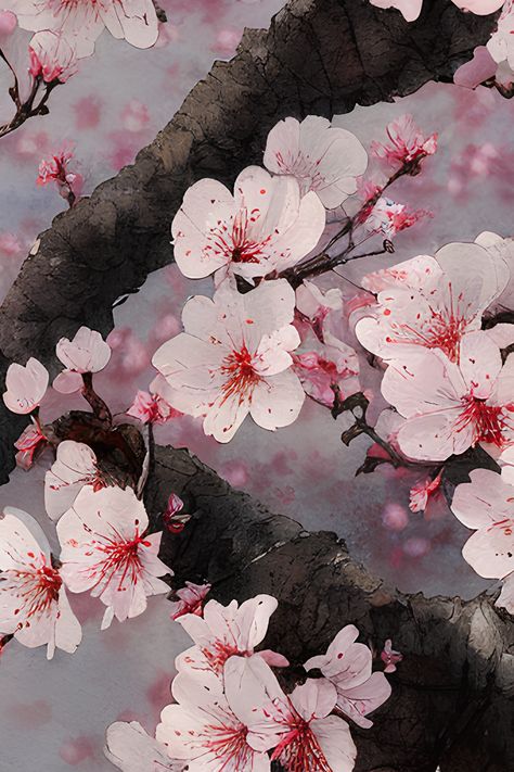 Japanese Art Sakura, Japanese Cherry Blossom Art, Cherry Blossom Illustration, Japan Cherry Blossoms, Japan Flowers, Japanese Cherry Blossoms, Cherry Blossom Wall Art, Japan Flower, Japan Cherry Blossom