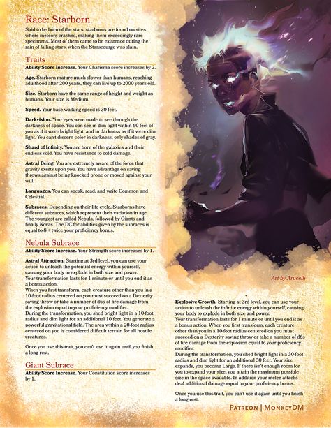 Custom Races Dnd, Dnd Class Ideas, Dnd Mixed Races, D&d Races Homebrew, D&d Races List, Dnd Hombrew Races, Dnd Race Homebrew, Spelljammer Dnd, Fantasy Races Ideas