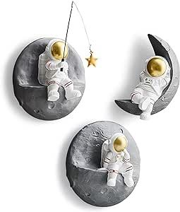 3 Pcs Astronauts Wall Decor Space Wall Sculpture Modern Home Decor 3D Wall Decorations, Outer Space Man Wall Decor for Living Room Bedroom Boys Kids Room, Space Themed Gifts Figurine, Home Decor Background, Outer Space Room, Men Wall Decor, Space Kids Room, Outer Space Nursery, 3d Wall Sculpture, Bedroom Boys, Space Themed Bedroom