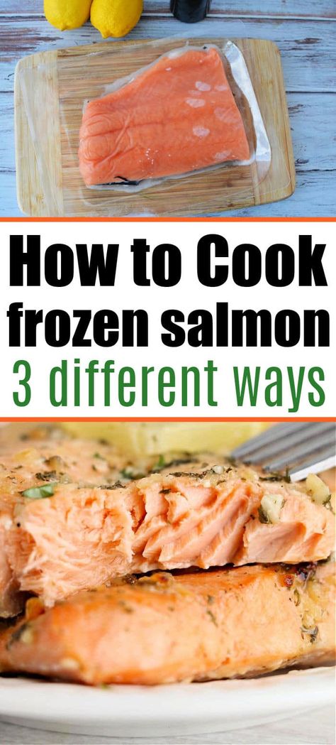 How to cook frozen salmon in the oven, pressure cooker or air fryer instructions are here. Cooking frozen fish is easier than you think! #frozenfish #frozensalmon How To Cook Frozen Salmon Fillets, Cook Frozen Salmon In Air Fryer, Grilled Frozen Salmon Recipes, How To Cook Frozen Salmon In The Oven, Best Way To Cook Frozen Salmon, Salmon From Frozen Oven, Recipes For Frozen Salmon Filets, Frozen Salmon Recipes Baked In Foil, Easy Frozen Salmon Recipes Baked