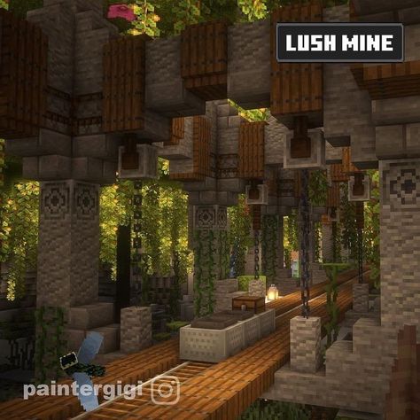 Cave Houses In Minecraft, Enchantment Room Minecraft Ideas Cave, Underground Market Minecraft, Underground Entrance Minecraft, Minecraft Giant Skeleton, Minecraft Cave Bridge, Minecraft Mountain Base Interior, Minecraft Spruce Forest Builds, Spruce Builds Minecraft