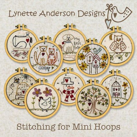 Shabby Chic Embroidery, Lynette Anderson, Mini Embroidery, Embroidery Necklace, Miniature Embroidery, Pin Ideas, Fabric Postcards, Embroidery Sampler, Hoop Embroidery