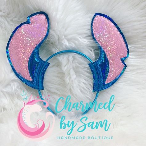 Stitch Costume Diy, Stitch Headband, Mickey Ears Headband, Stitch Costume, Stitch Ears, Diy Disney Ears, Blue Alien, Disney Headbands, Birthday Party Background