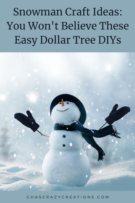 Are you looking for snowman craft ideas? With just a few items from Dollar Tree, you can make these super easy ideas for all season long. How To Make Outdoor Snowman Decoration, Snowman Winter Wonderland, Diy Christmas Snowman Ornaments, Craft Snowman Ideas, Snowman Scene Ideas, Diy Snowmen Ornaments Ideas, Snowman Arms How To Make, Easy Snowman Crafts For Adults, Snowman Decorations Snowmen Ideas