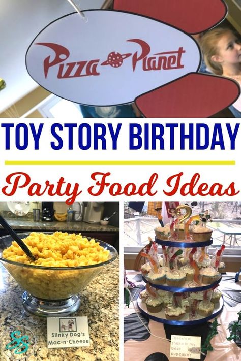 Make your next Toy Story party out of this world with these easy, fun party food ideas! #toystory #birthdayparty #partyfood #disneyparty Food For Toy Story Birthday Party, Food Ideas For Toy Story Birthday Party, Toy Story Menu Ideas, Toy Story Movie Night Ideas, Toy Story Theme Food Ideas, Toy Story Themed Birthday Party Food, Food For Toy Story Party, Toy Story Themed Snacks, Toy Story Party Foods