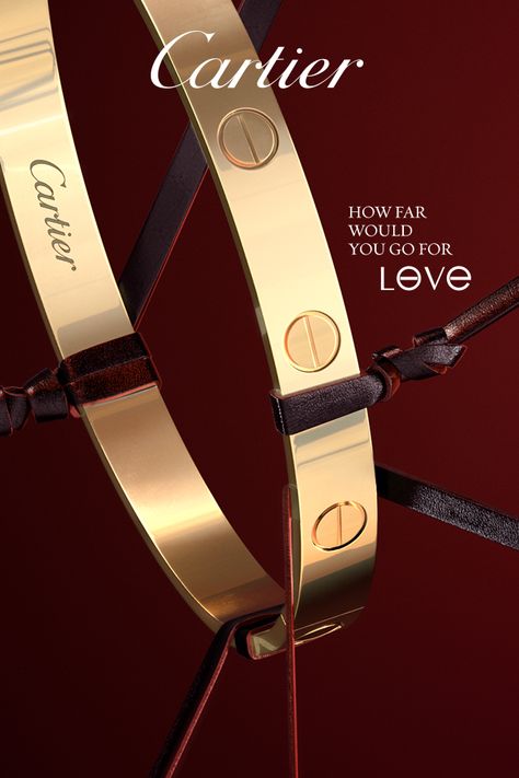 Luxury Jewelry Campaign, Cartier Campaign, Rose Gold Cartier, Banner Product, Iconic Jewelry, Bracelet Cartier, Cartier Bracelet, Gold And Pink, Love Bracelet