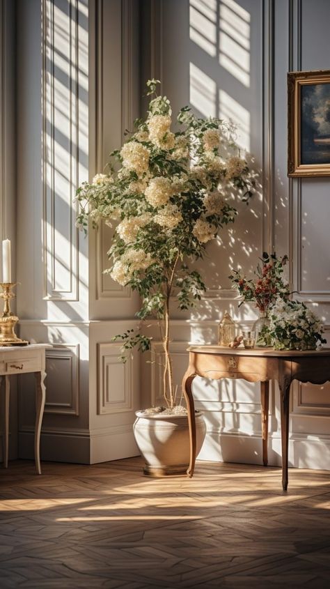 A French-Style Minimalist Home Interior French Home Entryway, Classic European Interior Design, French English Interior Design, French Chateau Style Interiors, Italian Country Interior, French Chateau Office, Vintage French Home Decor, French Vintage Interior, French Chateau Interior Design