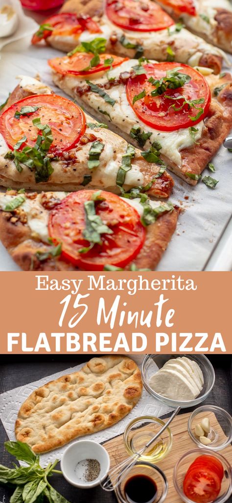 Margherita Flatbread Pizza, Margherita Flatbread, Margherita Pizza Recipe, Flatbread Pizza Recipes, Naan Pizza, Flatbread Recipes, Healthy Pizza, Pizza Recipes Homemade, Flatbread Pizza