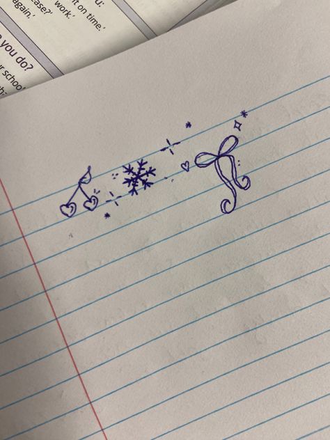 Doodles For Class Notes, Doodle In Class Ideas, Pretty Doodles Aesthetic, Cute Note Drawings, Class Doodles Ideas, Coquette Doodles Aesthetic, Doodles In Class Ideas, Lana Del Rey Doodles, Winter Aesthetic Drawing