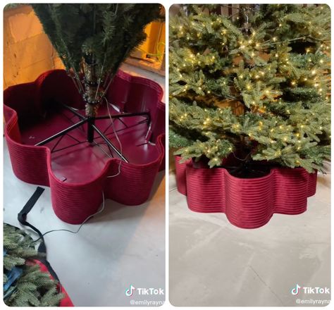 This DIY Tree Collar May Even Be Prettier Than Your Christmas Tree | Hunker Diy Tree Collar, Collar Tree, Tree Collar Christmas, Easy Holiday Diy, Pallet Tree, Christmas Tree Collar, Be Prettier, Tiktok Creator, Foam Glue