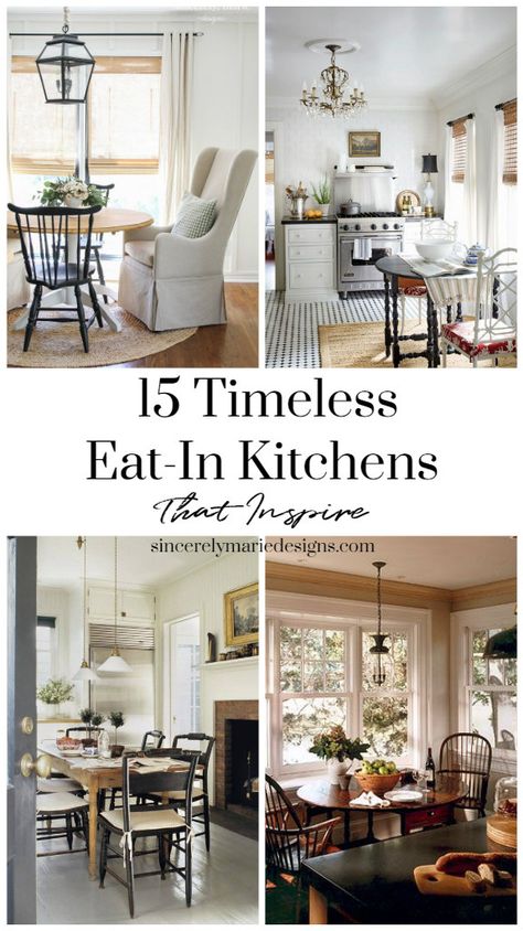 15 Timeless Eat-In Kitchens That Inspire - Sincerely, Marie Designs Small Eating Areas In Kitchen, Farmhouse Eat In Kitchen, Traditional Kitchen Table, Small Kitchen Dining Room Combo, Eat In Kitchen Table, Kitchen Keeping Room, Kitchen Dining Nook, Kitchen Dining Room Combo, Kitchen Eating Areas