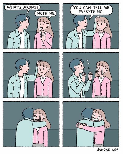 Sundae Kids, Tell Me Everything, Relationship Comics, Cute Couple Comics, Life Comics, Couples Comics, Cute Couple Cartoon, Cute Love Stories, Cute Love Cartoons