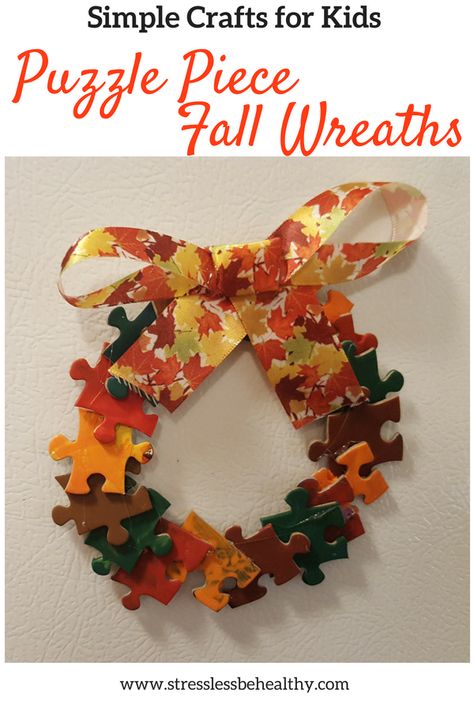 Looking for an easy fall craft for kids? Something DIY that will actually look like it does on Pinterest when you and toddler, or preschooler, are done? Get the supplies for cheap at the dollar store to make these simple fall wreath decorations for the home! Learn how to make this fun craft from this tutorial. Fall Crafts For Seniors Assisted Living, September Crafts For Seniors, September Crafts For Adults, Cheap Fall Crafts For Kids, Puzzle Theme, Fall Crafts For Toddlers, Senior Crafts, Kindergarten Art Projects, Kids Fall Crafts