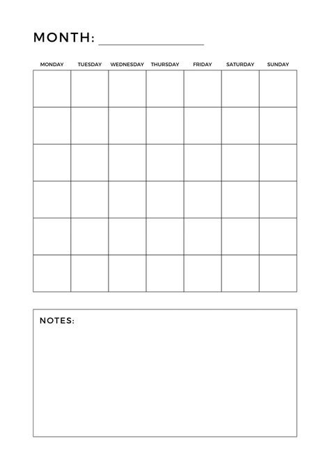 Blank Monthly Calendar financialplanner #plannerinspo #plannersforbusymoms #plannerd Plain Calender Template, Empty Calendar Template, Calander Design Ideas, Blank Monthly Calendar Printable Free, Digital Calendar Template, Cute Calendar Template, Blank Calendar Printable, To Do Calendar, Free Blank Calendar