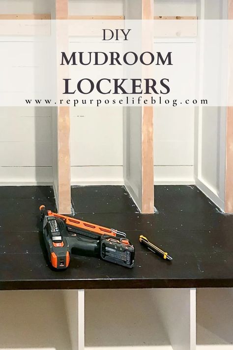 Learn how to build these stylish DIY mudroom lockers. Easy to follow, step by step tutorial with all the do's and don'ts. Diy Drop Zone Plans, Entrance Cubby Ideas, Diy Mudroom Plans, Diy Entryway Lockers, Diy Entryway Cubbies, Diy Mudroom Shoe Storage Ideas, Diy Lockers Mudroom Ikea Hacks, How To Build A Mudroom, Diy Mudroom Lockers Easy