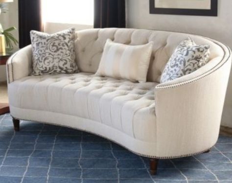 0304 4849217 Curved Sofa Living Room, Nailhead Trim Sofa, Nailhead Sofa, Button Tufted Sofa, Sofa Classic, Sofa Ideas, Furniture Sofa Set, Lounge Suites, Round Sofa