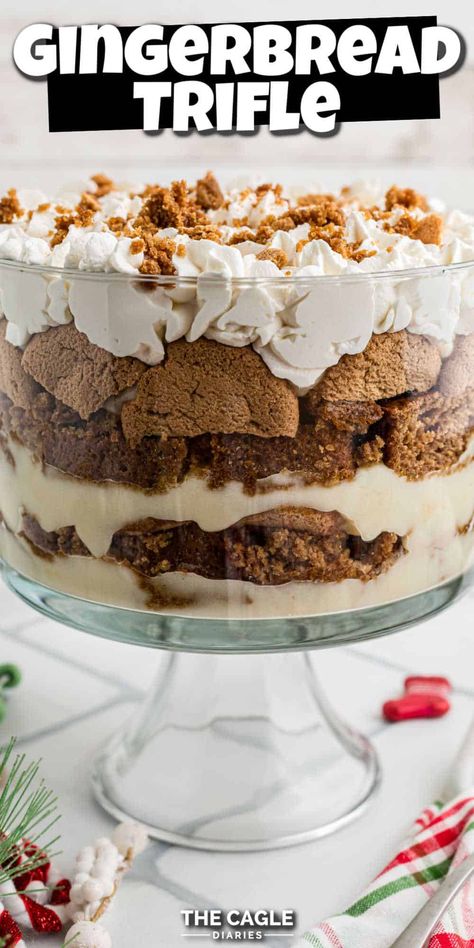 Deliciously sweet and full of fall spices, this gingerbread trifle is the perfect, and most easiest, eye-catching dessert for the holidays.