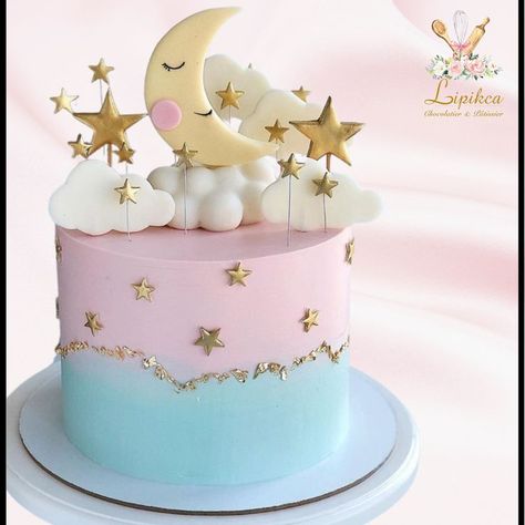 On Cloud Nine Birthday Cake, Cloud 9 Cake Ideas, Cloud 9 Baby Shower Theme Girl, Sky Theme Cake, Stars And The Moon, Cute Clouds, Fondant Cakes Birthday, Cupcake Shop, Star Cupcakes