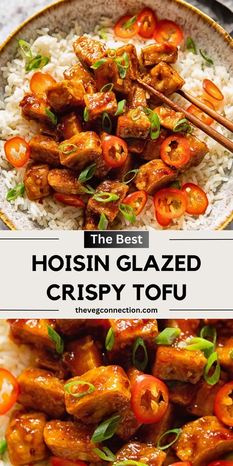 Essen, Tofu Hoisin Sauce, Vietnamese Tofu Recipes, Crispy Asian Tofu, Crispy Tofu Recipes, Recipes With Rice Vinegar, Tempeh Recipes Vegan, Tofu Meals, Hoisin Tofu