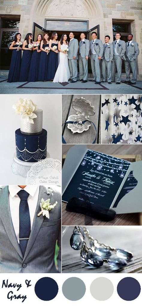 Gray Wedding Colors, Popular Wedding Colors, Wedding Color Combos, Navy Wedding Invitations, Trendy Wedding Invitations, Pocket Wedding Invitations, Inexpensive Wedding, Wedding Colors Blue, Wedding Theme Colors