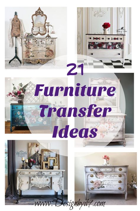 Furniture Transfer Ideas, Transfers On Painted Furniture, Sideboard Makeover, Bombay Chest, Armoire Makeover, Furniture Transfers, Glamorous Decor, Painted Sideboard, Decoupage Furniture