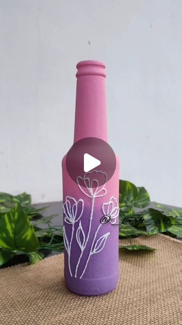 Achalya Ashok on Instagram: "A simple bottle art for everyone to try.   Materials used in this video:  🎨A clean glass bottle 🎨White gesso for base 🎨Chalk paints 🎨3D outliner  Give it a try and do tag me.😊  #_kraft_art_#bottleart #reelsinstagram #reels #trending #viral #homedecor #tutorial #easy #easyart #bottlepainting #chalkpaint #hobbyideasindia #pinterest #artoftheday #artwork #bottleartlovers #diy #art #artist #simpledesign" Glass Bottles Art Paint Easy, Simple Bottle Art, Bottle Art Projects, Plastic Bottle Art, Shake Bottle, Glass Bottles Art, Pink Bottle, Abstract Floral Paintings, Painted Jars