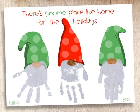 Gnome Christmas/holiday Printable Kids' Handprint - Etsy Canada Handprint Keepsake, Handprint Christmas, Christmas Crafts For Toddlers, Footprint Crafts, Preschool Christmas Crafts, Handprint Crafts, Gnome Christmas, Christmas School, Kindergarten Crafts