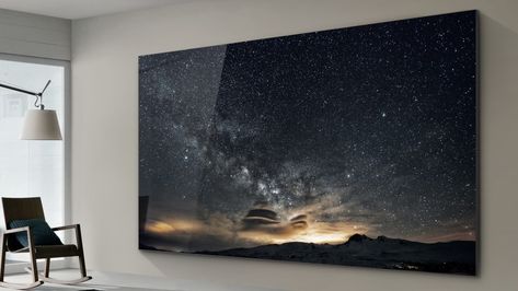 Samsung Takes New TVs to The Window, to The Wall Big Tv Wall, Screened Porch Decorating, Tv Options, Tv Entertainment Centers, Big Screen Tv, Big Tv, Large Tv, Most Beautiful Wallpaper, Tv Wall Design