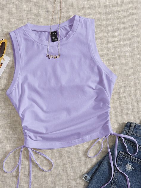 Trendy Outfits Crop Tops, Pictures Of Crop Tops, Purple 2 Piece Set, Preppy Crop Top Outfit, Cute Crop Tops For Teens, Purple Fits Aesthetic, Purple Crop Top Outfit, Crop Top For Kids, Top Violeta