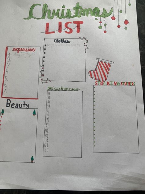 Preppy Christmas List Template, Christmas Wish List Aesthetic Paper, Aesthetic Christmas Wish List Template, Christmas List Setup, Christmas List Aesthetic Notes, Cute Christmas Wishlist Ideas On Paper, Christmas Wishlist Template Aesthetic, Christmas List Design Ideas On Paper, Preppy Christmas List Ideas On Paper