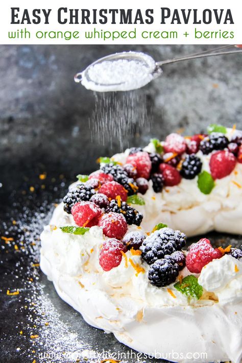 Cheese Food Photography, Pavlova Wreath, Berry Pavlova, Christmas Pavlova, Food References, Pavlova Cake, Baked Meringue, Delicious Christmas Desserts, Cake Stock