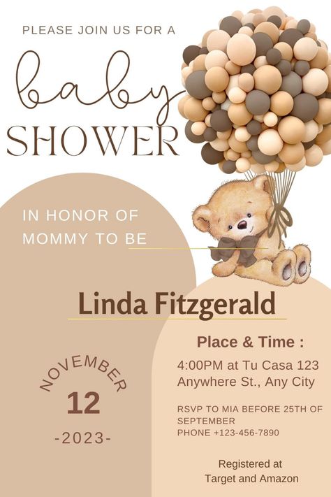 Teddy Bear Shower Invitations, Teddy Bear Theme Birthday Invitation, Bear Theme Invitation Template, Can't Bearly Wait Theme, We Cant Bearly Wait, Bear Themed Baby Shower Invitations, We Can Bearly Wait Invitations Template, Cant Bearly Wait Baby Shower Theme, Bear Invitation Template