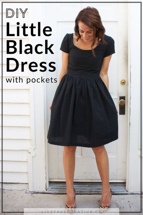 Simple Sewing Dresses For Women, Dresses With Pockets Pattern, Dress To Sew For Women, Womens Cotton Dress Pattern, Dress Patterns With Pockets, Simple Dress Pattern Pockets, Easy Dress Diy Beginners Sewing, Fast Sewing Dress, Free Easy Dress Patterns For Women