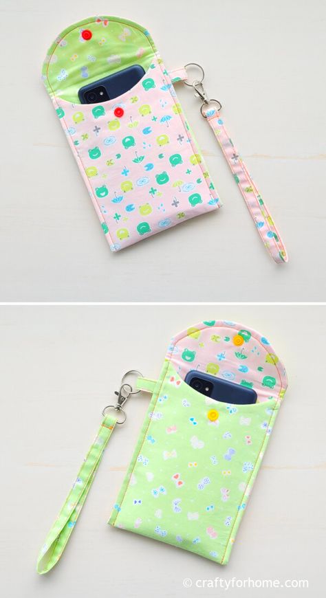 Cell Phone Pouch Bag Tutorial | Crafty For Home Mobile Phone Holder Diy, Sew Mobile Phone Bag, Sewing Money Pouch, Sew Phone Pouch, Sewing Phone Bag, Cell Phone Pouch Diy Free Pattern, Cell Phone Bag Pattern Free Sewing, Crossbody Cell Phone Purse Pattern Free, Phone Pouch Diy Sewing