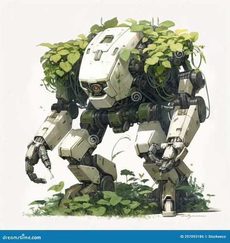 Solarpunk Robot, Biopunk Concept Art, Golem Concept Art, Organic Robot, Mech Concept Art, Robot Design Sketch, Military Robot, Mech Design, Robot Monster