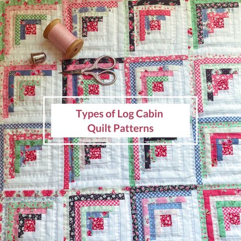 How To Quilt A Log Cabin Block, Log Cabin Quilt Blocks Layout, Quilted Log Cabin Quilts, Quilt Log Cabin Pattern, How To Quilt A Log Cabin Quilt, Quilting Log Cabin Quilts, Log Quilt Patterns, Quilting Designs For Log Cabin Quilts, Modified Log Cabin Quilt Patterns