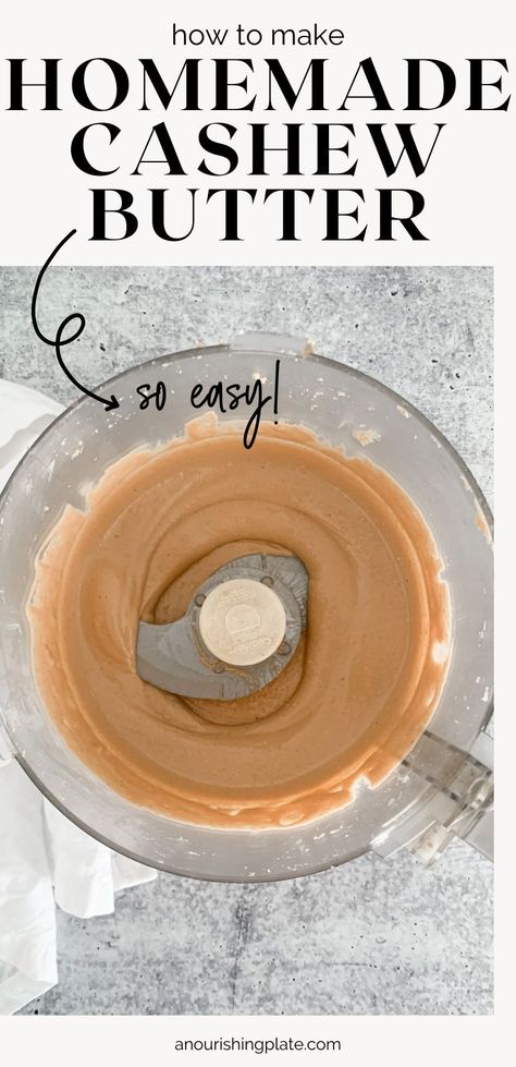 Learn how easy it is to make homemade cashew butter with this super simple 2-ingredient recipe. Great alternative to peanut butter and much cheaper than buying store-bought. #diyrecipes #cashewbutter #peanutfree #healthysnacks Diy Cashew Butter, Homemade Cashew Butter, How To Make Cashew Butter, Recipes With Cashews, Cashews Recipes, Nut Gifts, Paleo Sauce, Cashew Nut Butter, Cashew Butter Recipe