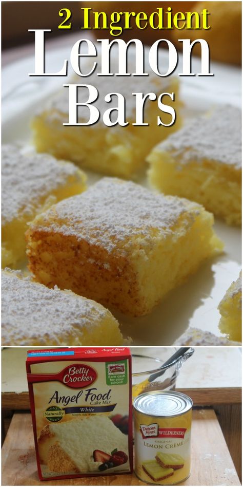 Lemon Cake Bars, Lemon Angel Food Cake, Lemon Desserts Easy, Angel Food Cake Desserts, Boxed Cake Mixes Recipes, Lemon Bars Easy, Easiest Recipes, Lemon Pie Filling, Angel Food Cake Mix Recipes