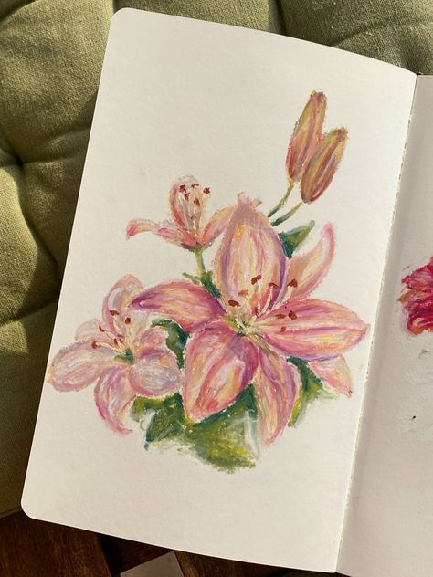 Drawings To Do With Oil Pastels, Oil Pastel Over Watercolor, Pastel Coloring Drawing, Coloring With Oil Pastels, Pink Oil Pastel Art, Sketch Book Journals, Oil Pencil Drawing, Drawing Pastel Oil, Pastel Pencils Art