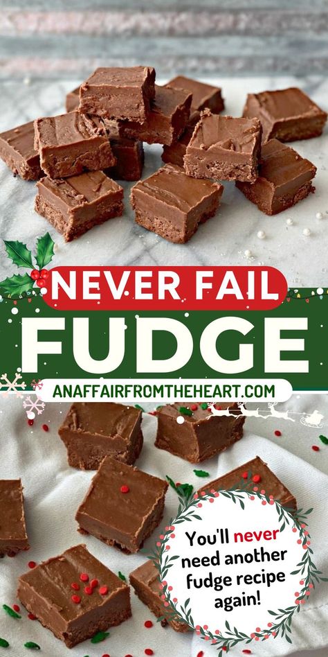 Never Fail Fudge squares stacked on a white surface. Never Fail Fudge, Old Fashioned Chocolate Fudge, Creamy Fudge Recipe, Recipes Using Marshmallows, Best Chocolate Fudge Recipes, Chocolate Fudge Recipes Easy, Marshmallow Fudge Recipe, Best Fudge Recipe, Marshmallow Fluff Recipes