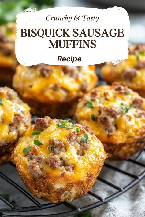 These delicious Mini Sausage Egg Muffins might just top the list of our favorite breakfasts! Packed with savory sausage, cheddar, and hashbrowns, this simple recipe for breakfast muffins will get everyone excited to start their day! Mornings can be hectic, especially during the school year, so I'm always on the lookout for easy breakfast options. Bisquick Sausage Muffins Breakfast, Sausage Egg Mini Muffins, Sausage And Egg Muffins With Bisquick, Breakfast Muffins Egg Sausage Bisquick, Sausage And Cheese Muffins Bisquick, Mini Sausage Egg Muffins, 4 Ingredient Sausage Muffins, Breakfast Ideas Bisquick, Breakfast Recipes Large Group