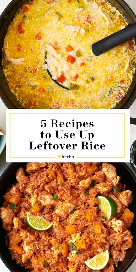 5 Quick Dinners That Start with 2 Cups of Leftover Rice | Kitchn Chicken Rice Leftover Recipes, Leftover Rice Dinner, Uses For Leftover Cooked Rice, Leftover Rice Soup Recipes, Extra Rice Recipes, Leftover Rice Side Dish Recipes, Leftover Rice Soup, Soup With Leftover Rice, Chicken And Rice Leftover Recipes