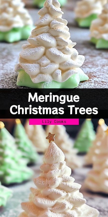 Christmas Tree Meringue Cookies - Festive Holiday Treats Whip up some holiday magic with these Christmas Tree Meringue Cookies! Light, airy, and beautifully festive, they're ideal for parties or a fun family baking project. Enjoy the sweet cheer in every bite! #HolidayBaking #ChristmasCookies ..... Meringue Cookies Christmas, Christmas Tree Meringue, Tree Meringue, Meringue Christmas, Tree Lily, Cookies Light, Family Baking, Tree Cookies, Meringue Cookies