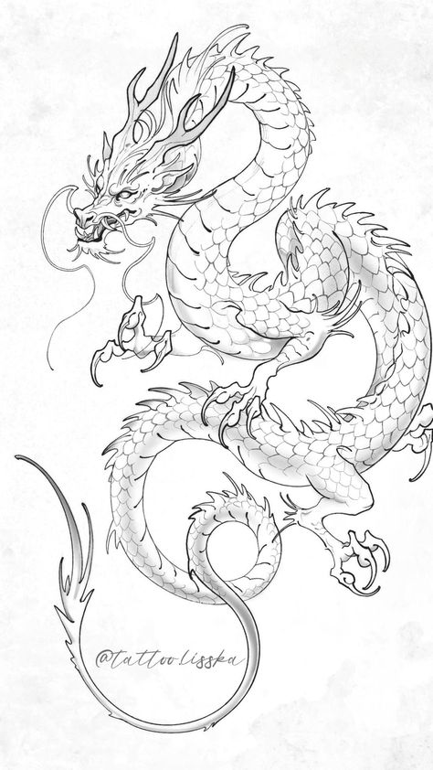 Chinese Dragon Drawing, Tato Flash, Dragon Tattoo Art, Dragon Coloring, Chinese Dragon Tattoos, Japanese Dragon Tattoo, Istoria Artei, Dragon Coloring Page, Dragon Sketch