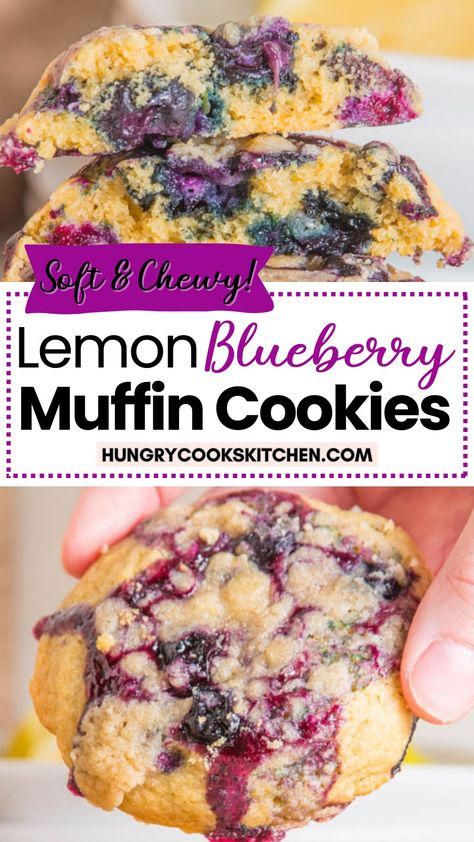 Blueberry Muffin Cookies, Blueberry Cookies Recipes, Lemon Blueberry Muffins Recipe, Muffin Cookies, Lemon Blueberry Cookies, Easy Cookie Recipe, Blueberry Cookies, Berry Muffins, Holiday Cookie Exchange