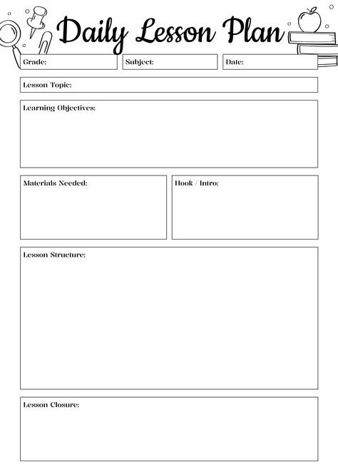 An easy-to-edit lesson plan template for Google Docs. Easy Lesson Plan Template, Simple Lesson Plan Template Free, Daily Lesson Plan Template Free, Prek Lesson Plan Template, Free Lesson Plan Template Editable, Weekly Lesson Plan Template Free, Lesson Plan Elementary, Practice Plan Template, Daily Lesson Plan Template